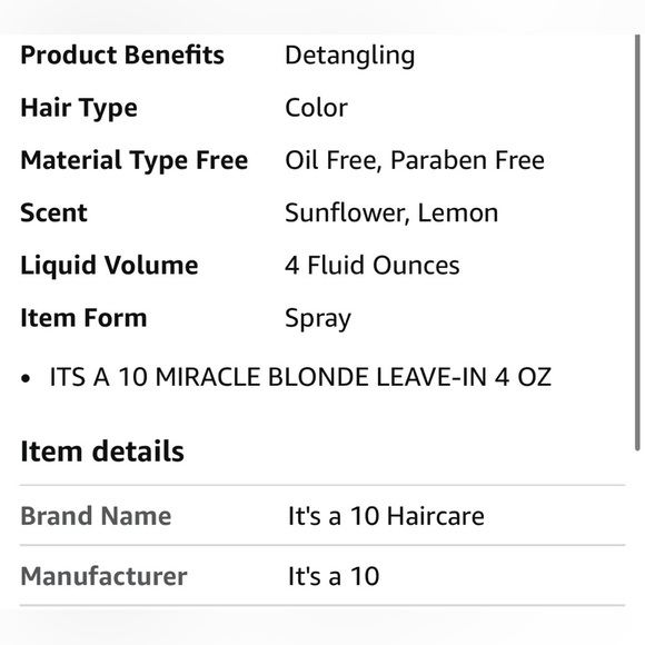 IT'S A 10 Miracle Leave-in detangling Conditioner For Blondes Purple Toning 4 oz - Picture 10 of 13